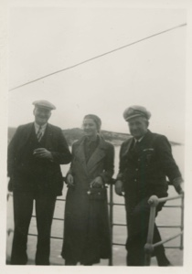 Image: Stanley Brazil (left) - radio operator at Battle Harbor, Miriam MacMillan and Ca